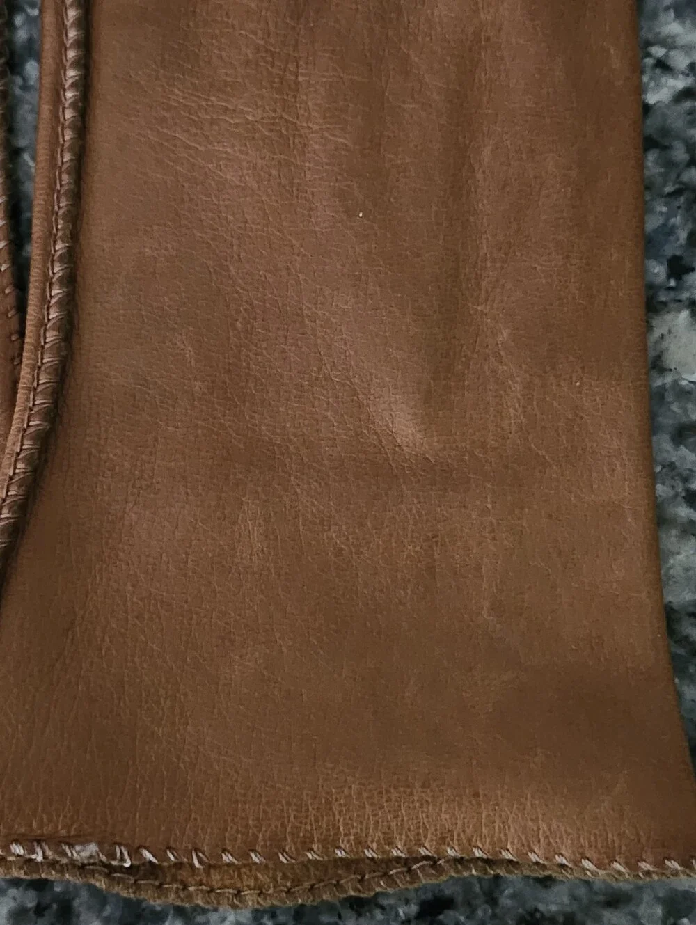 Vtg Stitched Detailing Brown Leather Gloves